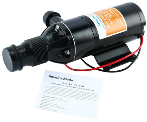 Amarine Made Macerator Waste Water Pump 12V 12 GPM New Anti-Clog Feature for RV Marine Trailer Toilet Sewer Self Priming