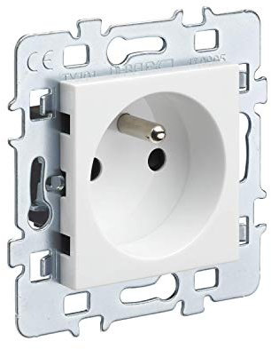 Interrupteur va et Vient - Prises electriques Standard - Prise Murale - Interrupteur va et Vient sans Fil - Prise Murale Casual - Mécanisme 2P+T à Vis + Cache Blanc + Support Métal - Debflex