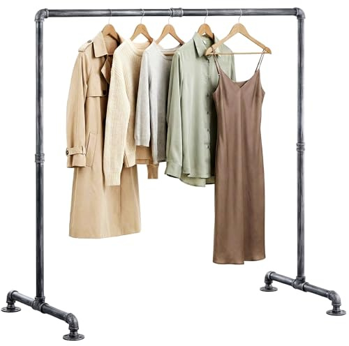 CLP Kleiderständer stabil Jersey, freistehend breitenverstellbar, Kleiderstange aus Metall im Industrial Design, Garderobenständer, Farbe:silber, Größe:150 cm