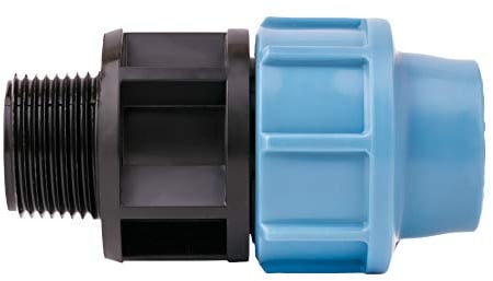HYDROBIL Raccordi idraulici per tubi dell'acqua, Adattatore maschio BSP femmina da 20 mm x 1/2, Tubo in plastica MDPE, 16 Bar, Temperatura massima 45 °C, Raccordi MDPE, Connettore rubinetto esterno,
