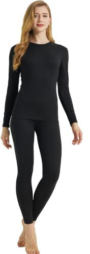 LANBAOSI Ensemble de sous-vêtement Thermique pour Femme Couche de Base | Sous-Vêtement Thermique Deux Pièces Manches Longues pour Femme, Leggings et Haut Adapté pour l’Hiver et les Extérieurs
