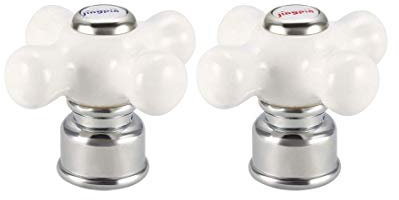 Wasserhahn, Kreuzgriff, 31 mm Durchmesser, Porzellan, Ersatzgriff, 2 Stück