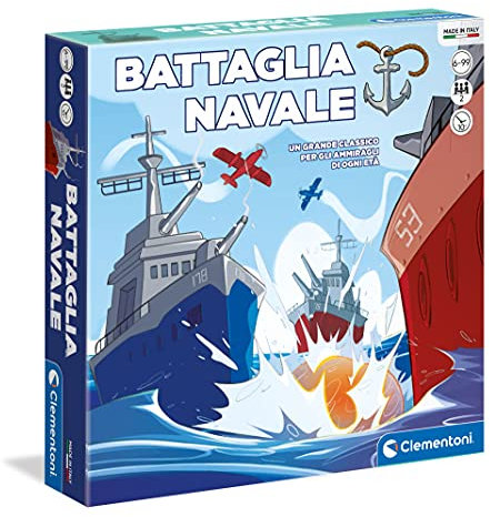 Clementoni - Battaglia Navale, Gioco da Tavolo di Strategia e Logica, per Bambini 6+ Anni e Adulti, con 2 Tabelloni, Idea Regalo Made in Italy, Lingua Italiana, 16635