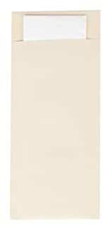 Bestecktasche | 85 x 200 mm | mit 2-lagiger Tissue-Serviette in Weiß | Besteckhülle | Besteckbeutel in verschiedenen Farben | (Creme, 500)