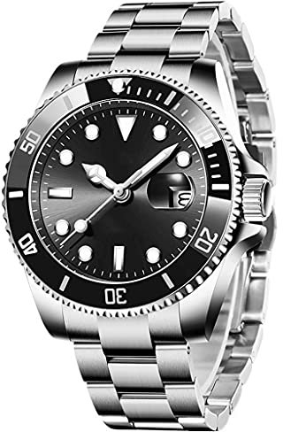DSJMUY Herren Automatik Mechanische Uhr Chronograph Edelstahl Datum Analog Quarz Uhr Business Casual Mode Herrenuhr Wasserdicht Leuchtende Saphir-Kristall