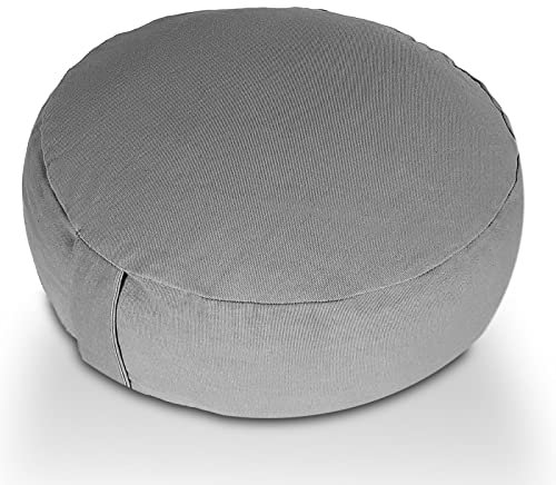 kreatives Wohnen Meditationskissen Sitzkissen Lotus rund 31x16x31 cm Bezug waschbar grau - coolgray Yogakissen