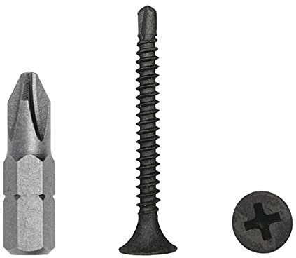 Marcopol (100 Stück) Trockenbau Schwarz Phosphat Kohlenstoffstahl 3,5x35mm Schrauben Selbstbohrende Blechschraube (PH) Kreuzschlitz Senkkopf (100, 3,5x35mm)