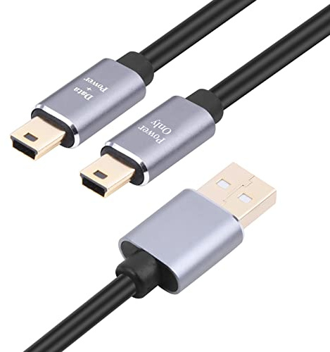 innov8 USB 2.0 A Male to Dual Mini B 5-pin Male Data Sync Charge Y Splitter Cable 1m (1 x Mini USB Supports Data and Power / 1 x Mini USB Supports Power Only)