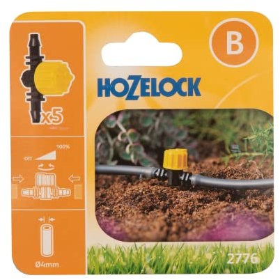 HOZELOCK - Micro Irrigation Flow Control Valves ø 4mm : Control Water Flow, Ideal for Isolating an Irrigation Area, UV-resistant [2776 0005], Black