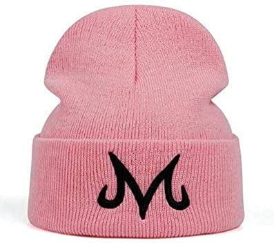 FECUNYO Neue Marke Majin Buu Wintermütze Baumwolle Strickmütze Strickmütze Beanie Mütze, rosa,schwarz, M