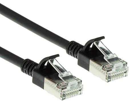 ACT Cable de red CAT6a, cable LAN U/FTP LSZH delgado de 3,8 mm, delgado, cable CAT 6a flexible sin enganches con conector RJ45, para uso en centros de datos, 1 metro, color negro - DC7901