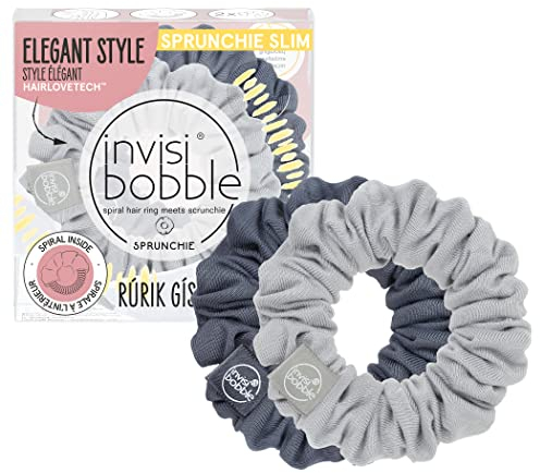 invisibobble Sprunchie Slim Rúrik Gíslason Feelin Greyt I 2x Stoff Haargummis Hell & Dunkelgrau für Damen & Herren I Scrunchie Haargummi designed im Herzen Münchens