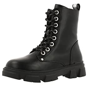 BULLBOXER Kinderschuhe Mädchen Schnürstiefel Schwarz Freizeit, Schuhgröße:37 EU