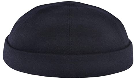 HANSEHELD Docker Cap Blau Wolle Kurz Flach Docker-Mütze 61 | Seemannsmütze | Dockermütze | Winter| Docker Hut | Made in Germany