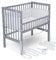 FabiMax Baby Beistellbett für Boxspringbett, TÜV geprüft 2022, inkl. Matratze und Nestchen aus Netzstoff, Buche massiv grau, Air/weiß mit Punkteband