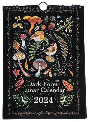 Kalender 2023 Wandkalender, Dark Forests Lunar Kalender 2023 A4 Wand mit Haken, Art Deco Monatskalender 2023 Wandkalender Mit 12 Originalillustrationen