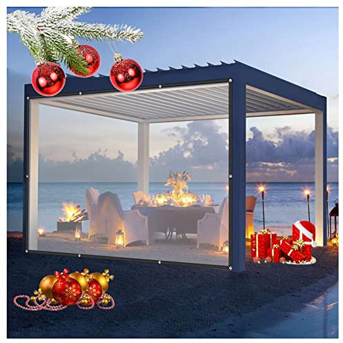 Bâche Transparente Rideau Pergola Extérieur Rideau Exterieur Terrasse Bâche Verre avec Œillets Métalliques, pour Pergola, Porche, Gazebos Gamme (Color : Transparent, Size : 1x1m/3.3x3.3ft)