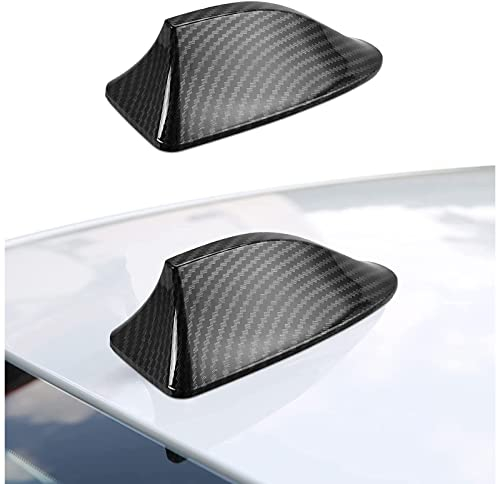 GEFIRE 1 Stücke Autoantenne Haifischflosse, Autoantenne Dach, Dachantenne Auto,Shark Antenne Auto,Kurzautoantenne Boost Autosignal für Limousine, SUV, Sportwagen (Schwarzes Kohlefasermuster)