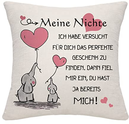 Bommex Nichte Geschenk von Tante Onkel Kissenbezug, Geburtstagsgeschenk für Nichte