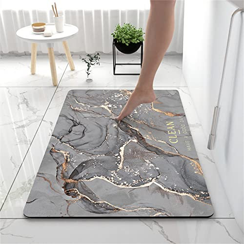 LZRYYBZ Tapis Bain en Pierre diatomite antidérapant Anti moisissure sèche Rapide Tapis Douche à diatomées Douche extérieure marbre Or marbre Tapis Bain en Caoutchouc très Absorbant Tapis Bain