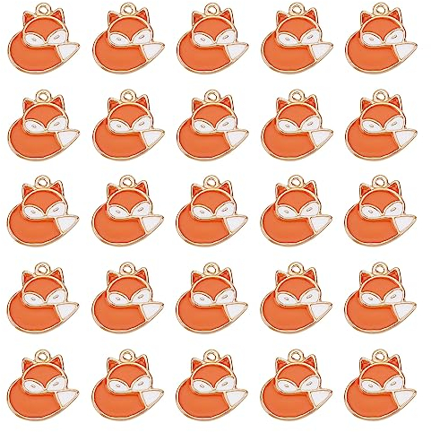 SUNNYCLUE 1 Box 30 Stück Fuchs Charms Große Fuchs Charm Tiere Wald Charms Hübsche Intelligente Tier Charms Für Die Schmuckherstellung Charms DIY Armbänder Halsketten Schlüsselanhänger Ohrringe Basteln