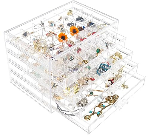 Ptaedex Jewelry Organizers and Storage, Acrylic Jewelry Box with 5 Drawers
