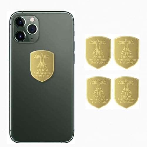 WETBEN EMF Anti-Strahlenschutz-Aufkleber, 24 Karat Gold, Handy-Aufkleber, Schutzblocker für Laptops, Tablets, Blöcke, 5G, WLAN, Bluetooth-Schutz, Neutralisator (Gold, 4 Stück)