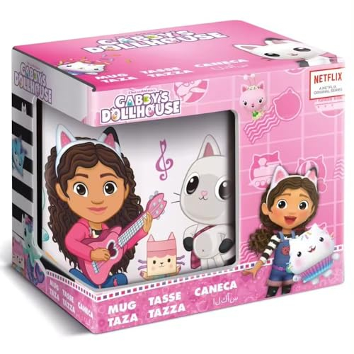 ms móvil shop Gabby Mug Dollhouse Céramique Petit déjeuner 350 ml DreamWorks La maison de poupée Gabby Produit officiel | Coffret cadeau