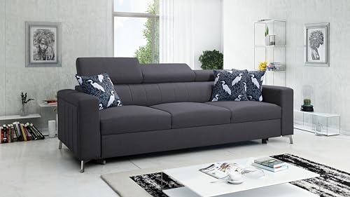 Best For Home Elegantes und Funktionelles Berta Sofa mit Schlaffunktion - ideal für Ihr Wohnzimmer (SAWANA96)