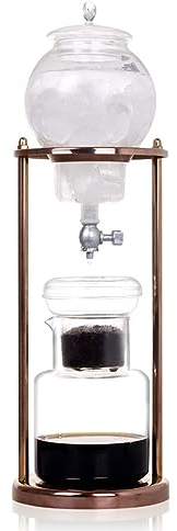 ASSICON Espresso in alluminio Quick Brew Smooth Drip Iced Coffee 20oz Maker con flusso d'acqua regolabile, caffettiera ghiacciata con caraffa in vetro borosilicato alto Caffettiera da piano cottura