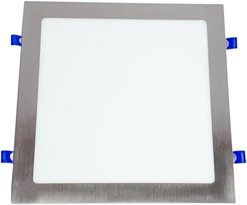 ONSSI Placa LED de Techo 25W 2500lm,Cuadrada 295x295 mm Blanco Frío (CCT Cambio en Blanco-Neutro-Cálido) Panel LED Níquel Super slim Empotrado Downlight Led (Marco Plata)