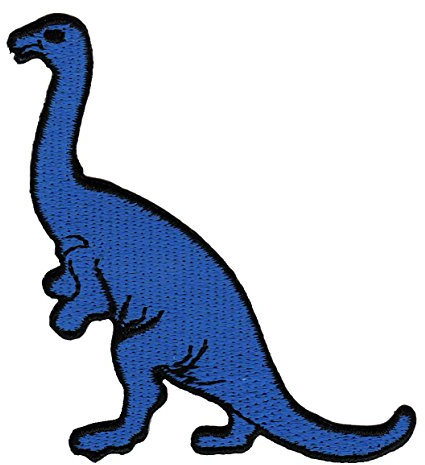 Dino Dinosaurier Blau Aufnäher zum aufbügeln oder aufnähen Bügelbild Aufbügler für Kleidung gestickter Bügelpatch Applikation Patch Größe 6,5 x 7,5 cm