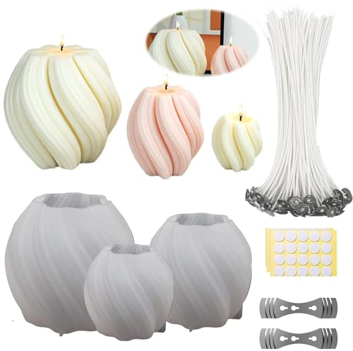 HuaMuDM Kerzenform Bubble Kerzen Kit, Silikonform Kerze, 3 Stuck Kerzen Gießform,Kerzen selber machen Set,DIY Silikonform,für Kerzenherstellung,Kerzenformen zum Gießen als Heimdekorationen