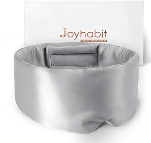 Joyhabit Seiden Schlafmaske für Herren und Frauen, Extra Groß und Verstellbare Augenmaske im Wolkenkurvendesign, für Pausen und den Nachtschlaf, Silbergrau