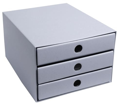 PresentFill® Schubladenbox Pappe Schiefergrau - 100% Recycling Karton - Made in Germany - Schubladenturm für DIN A4 Papierablage - stabil stapelbar - Büro Schreibtisch Organizer - Ordnungsbox