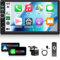 Double Din Car Stereo Carplay Android Auto, Rimoody 7 Inch 2 Din HD Touchscreen Car Radio with Car Play Android Auto Mirror Link, Backup Camera, Bluetooth, FM, EQ SWC/USB/TF/AUX Remote Control
