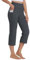 WILLIT Caprihose Damen Yogahose Sporthose Capri Leggings High Waist Hosen Crop gerades Bein Sommerhose Freizeithose Sport Übung Workout 21 mit Taschen Dunkelgrau XL