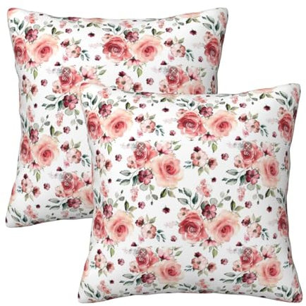 Blühende Rose Blumen Zierkissenbezug Quadratische Kissenbezug Für Sofa Schlafsofa Leben Kissen Einsätze Nicht Enthalten, 2 Stück