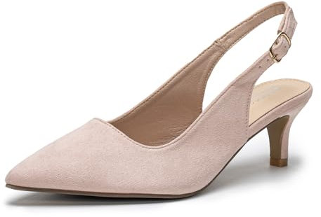 Damen Pumps Slingback Slingpumps Sandalen Spitzenschuhe mit Kitten Heel RosaSuede 43