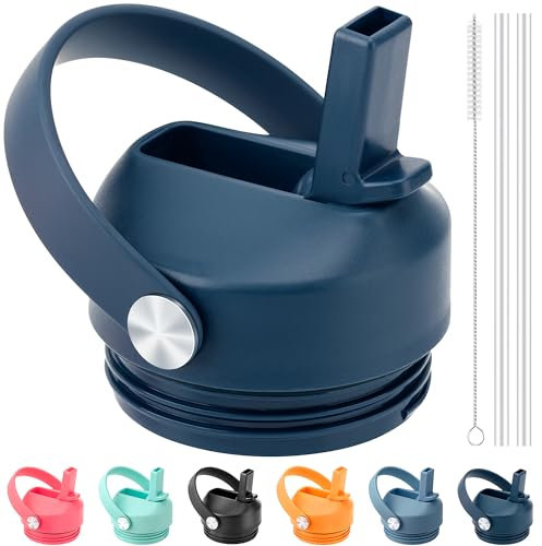 Bluwing Straw Lid for Yeti Rambler Water Bottle 18 26 36 64 oz, Replacement Lids with Straw for YETI Rambler Bottle, BPA Free（Navy）