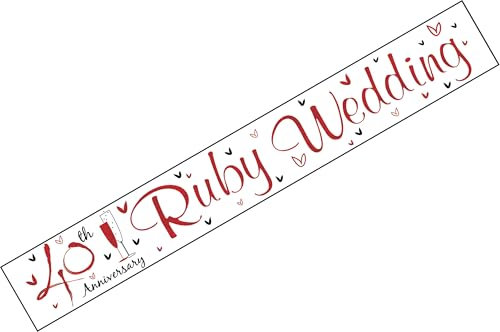 40th Wedding Anniversary Ruby Wedding Holographic Recyclable Birthday Party Banner Garland Decoration