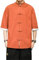 Kimono Veste Homme Traditionnel Chinois Vêtements Lin Hanfu Haut Manches Longues Tang Costume Kung Fu Chemise, Orange, XXL
