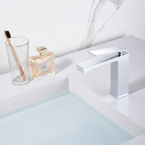 IMEX - Grifo Monomando Lavabo | Grifo Baño Mezclador Agua Fria y Caliente | Grifo para Baño Acero Inoxidable y Ahorro de Agua sobre Encimera | Serie Pisa | Color Cromado