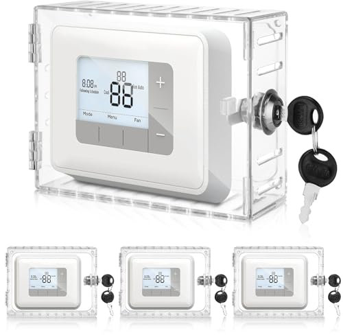 Rossesay 4 Pcs Universal Thermostat Lock Box with Key Large Clear Thermostat Cover with Lock Thermostat Guard for Thermostat on Wall (Fits Thermostats 5.7 x 4.7 x 2.2 in or Smaller)