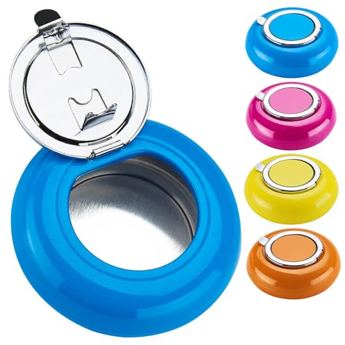 Murago - 4er Set Taschenaschenbecher - Bunt Blau Pink Gelb Orange klein rund Aschenbecher mit Deckel für unterwegs draussen