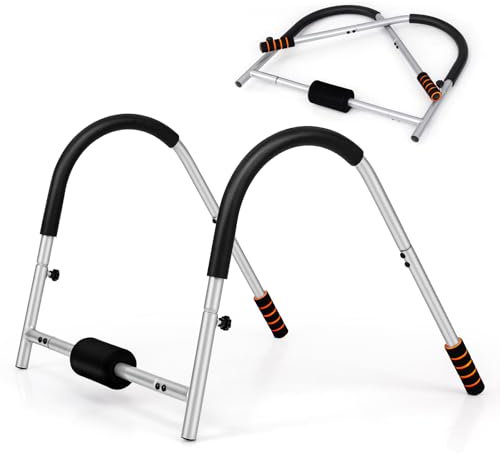 COSTWAY Bauchtrainer AB Trainer, Bauchmuskeltrainer klappbar, Bauch Trainingsgerät mit gepolsterter Kopfstütze, Sportausrüstung für Zuhause, 150kg belastbar (Silber)