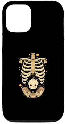 Coque pour iPhone 13 Halloween effrayant Squelette enceinte Annonce de bébé