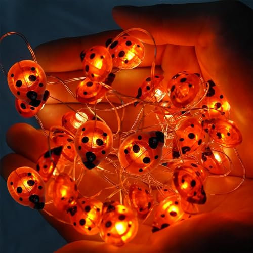 Sunshine smile Marienkäfer Lichterkette,2M 20LED Leuchtende Marienkäfer Lichterkette,Käfer Leuchte Wasserdicht Marienkäfer Lichterkette Deko für Garten,Blume,Terrasse,Weihnachten,Hochzeiten,Partys