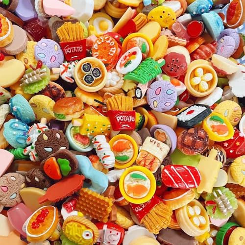 60 Stück 1:12 Puppenhaus Zubehör, Mini Essen, Miniatur Essen und Trinken, Wichtel Zubehör, Miniatur Wichtel Zubehör Küche, Weihnachten Miniatur Ornament, DIY Deko Se Geschenk für Puppenhaus