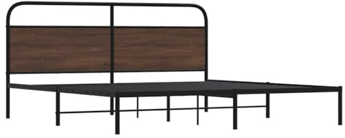 vidaXL Metallbett ohne Matratze Braun Eichen-Optik 180x200 cm